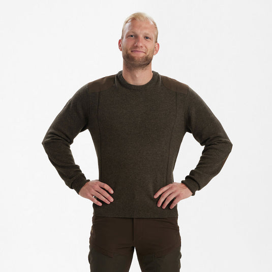 Deerhunter Sheffield Knit with O-neck, dark elm