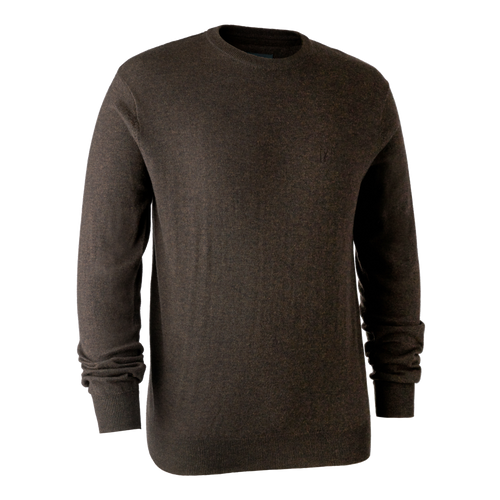 Deerhunter Kingston Knit with O-neck, dark elm