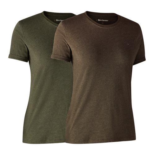 Deerhunter Basic O-neck Ladies 2-Pack in Adventure Green/Brown Leaf