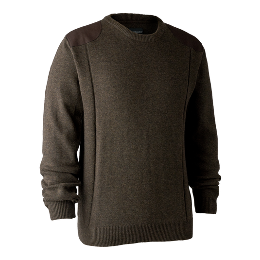 Deerhunter Sheffield Knit with O-neck, dark elm