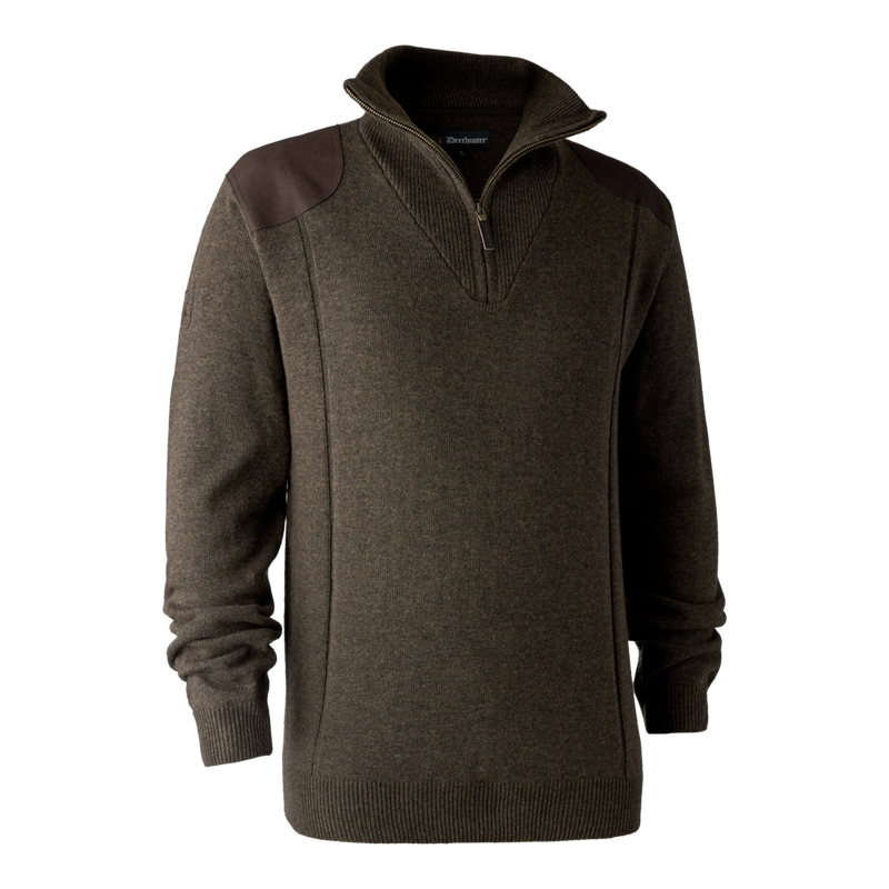Afbeelding laden in Galerijviewer, Deerhunter Sheffield Knit with zip-neck, dark elm
