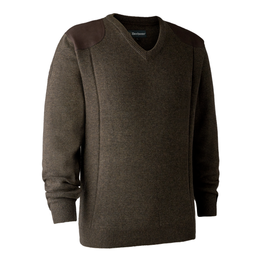 Deerhunter Sheffield Knit with V-neck, dark elm