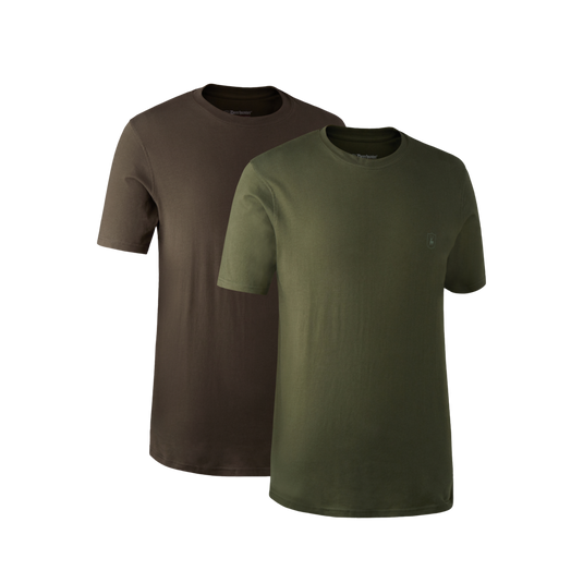Deerhunter T-Shirts 2-Pack, green/brown leaf