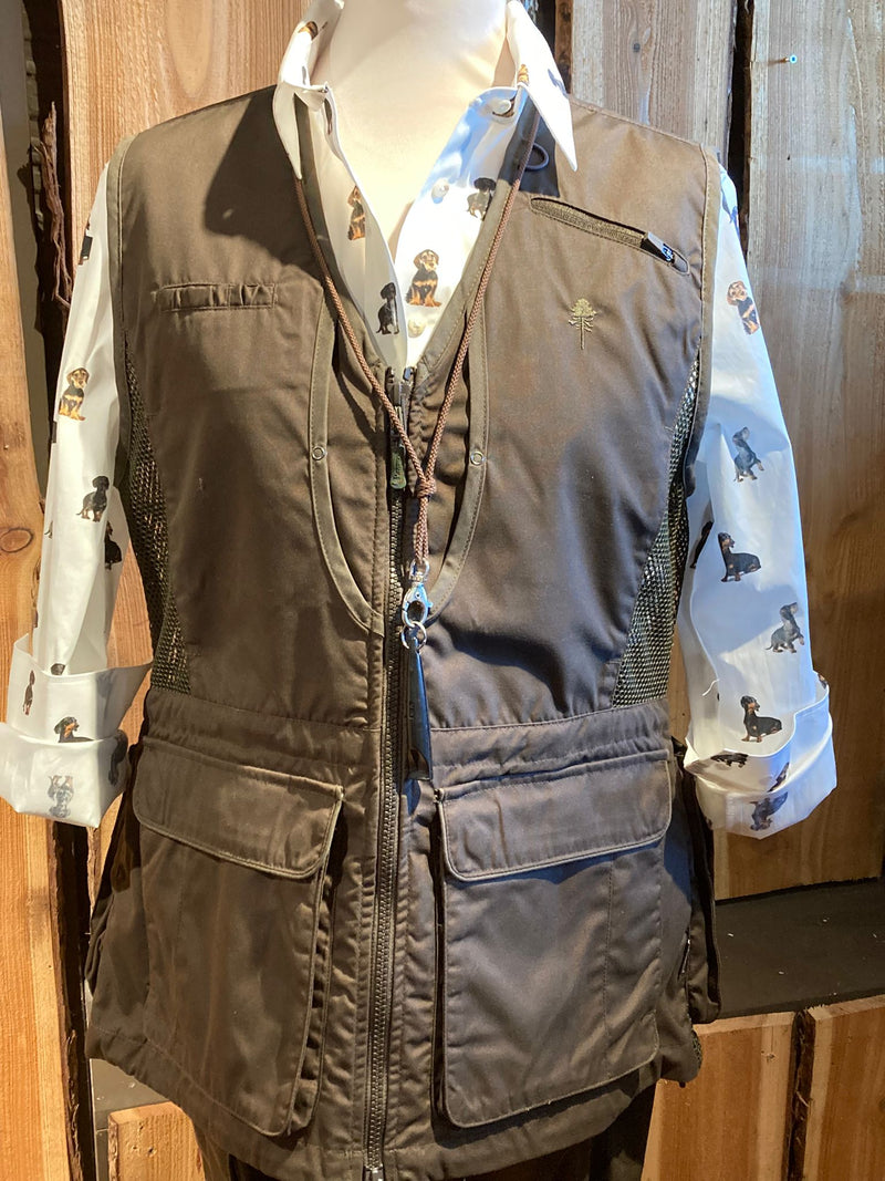 Afbeelding laden in Galerijviewer, Skogen Dames Blouse Met Teckels, off white/brown/black
