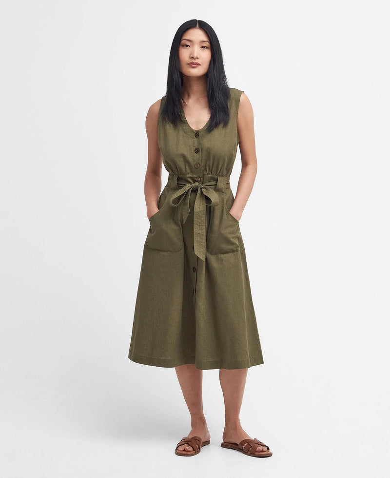 Afbeelding laden in Galerijviewer, Barbour Rutherglen Midi Dress, olijfgroen
