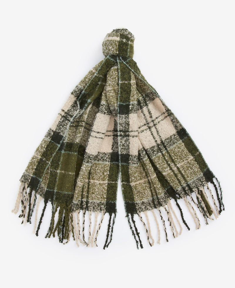 Load image into Gallery viewer, Barbour Saltburn Beanie &amp; Tartan Scarf Gift Set, loden
