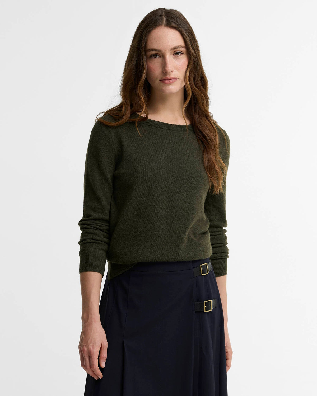 Barbour Pendle Crew Neck Jumper Olive/Birchwood Tartan