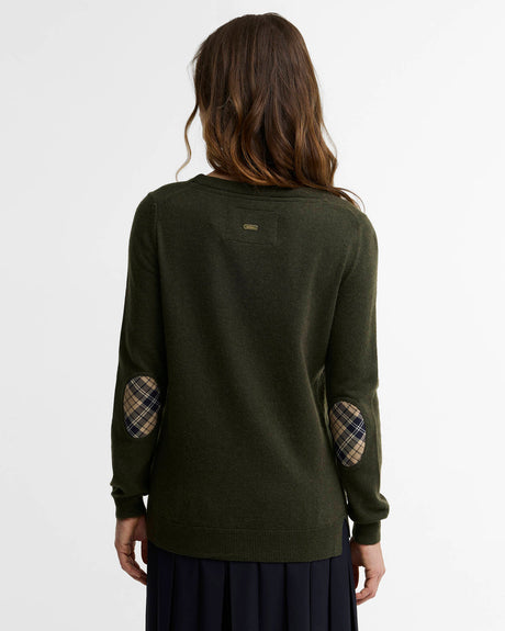 Barbour Pendle Crew Neck Jumper Olive/Birchwood Tartan
