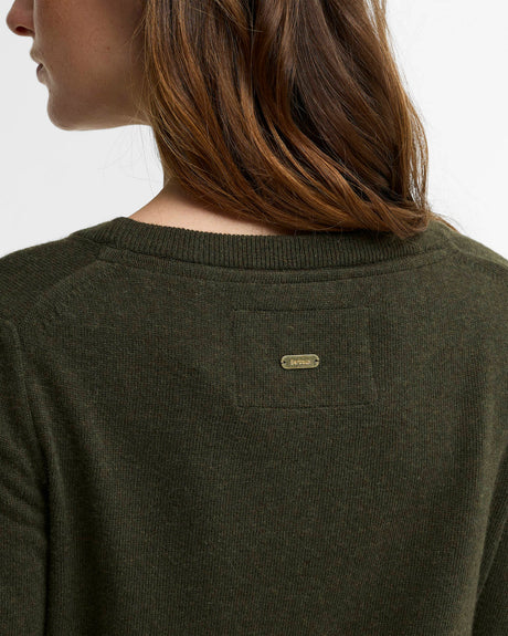Barbour Pendle Crew Neck Jumper Olive/Birchwood Tartan