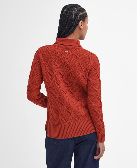 Barbour Burne Roll Neck Knit, spiced pumpkin