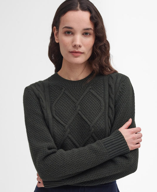 Barbour Burne Crew Knitted Jumper, olive