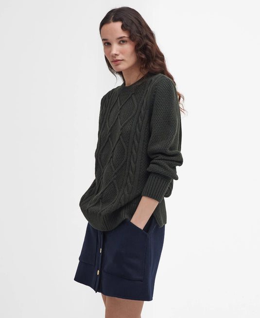 Barbour Burne Crew Knitted Jumper, olive