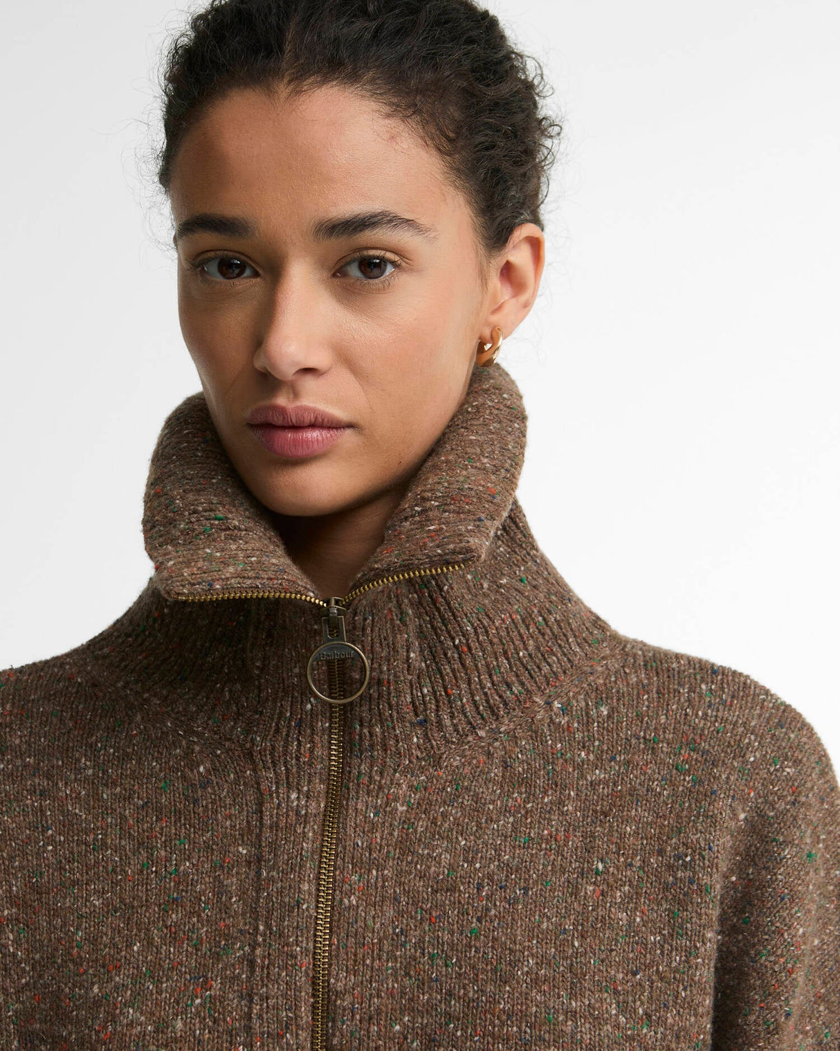 Barbour Lavensdale Quarter-Zip Jumper Deep Camel