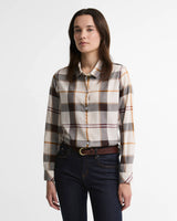 Barbour Moorland Relaxed Long Sleeve Shirt, ecru muted tartan