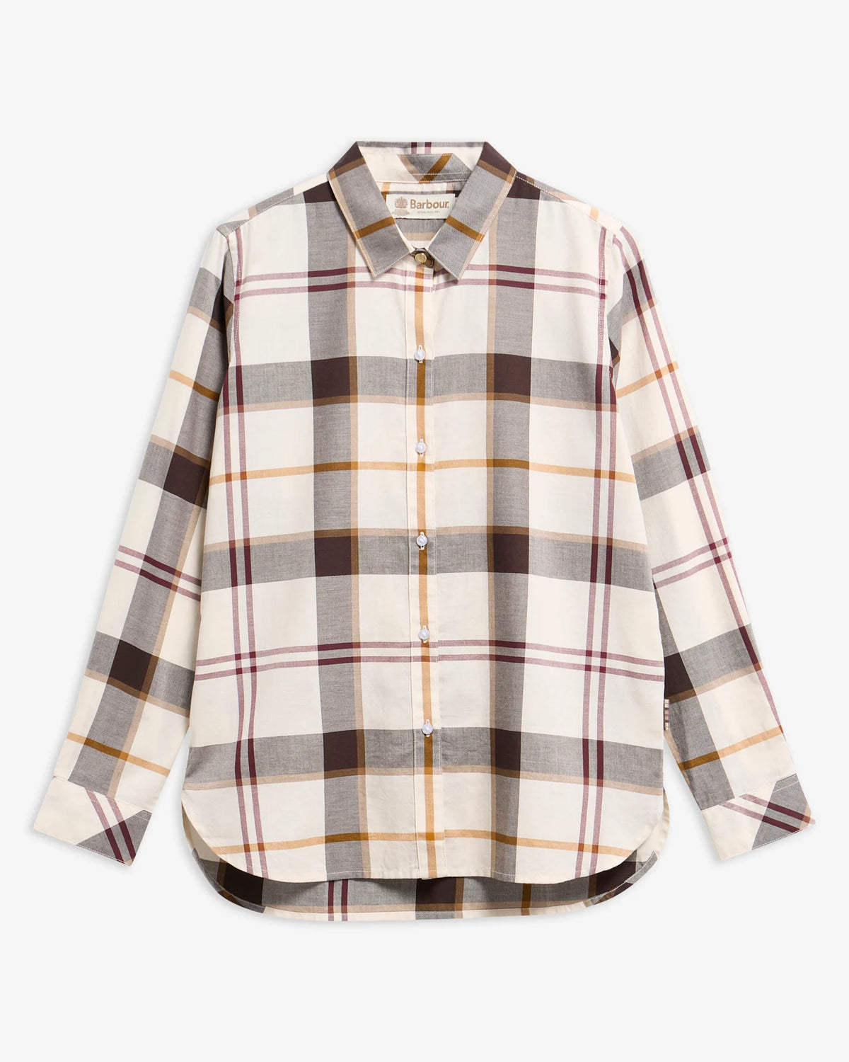 Barbour Moorland Relaxed Long Sleeve Shirt, ecru muted tartan