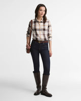 Barbour Moorland Relaxed Long Sleeve Shirt, ecru muted tartan