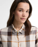 Barbour Moorland Relaxed Long Sleeve Shirt, ecru muted tartan