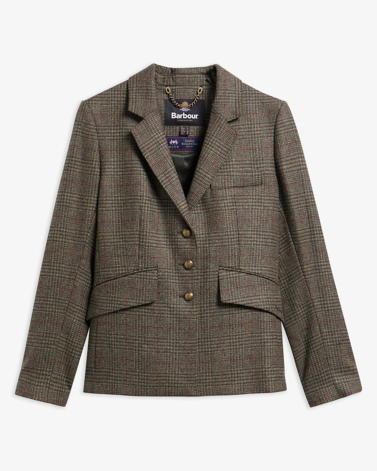 Barbour Browning Tailored Jacket, olive/prince of wales check