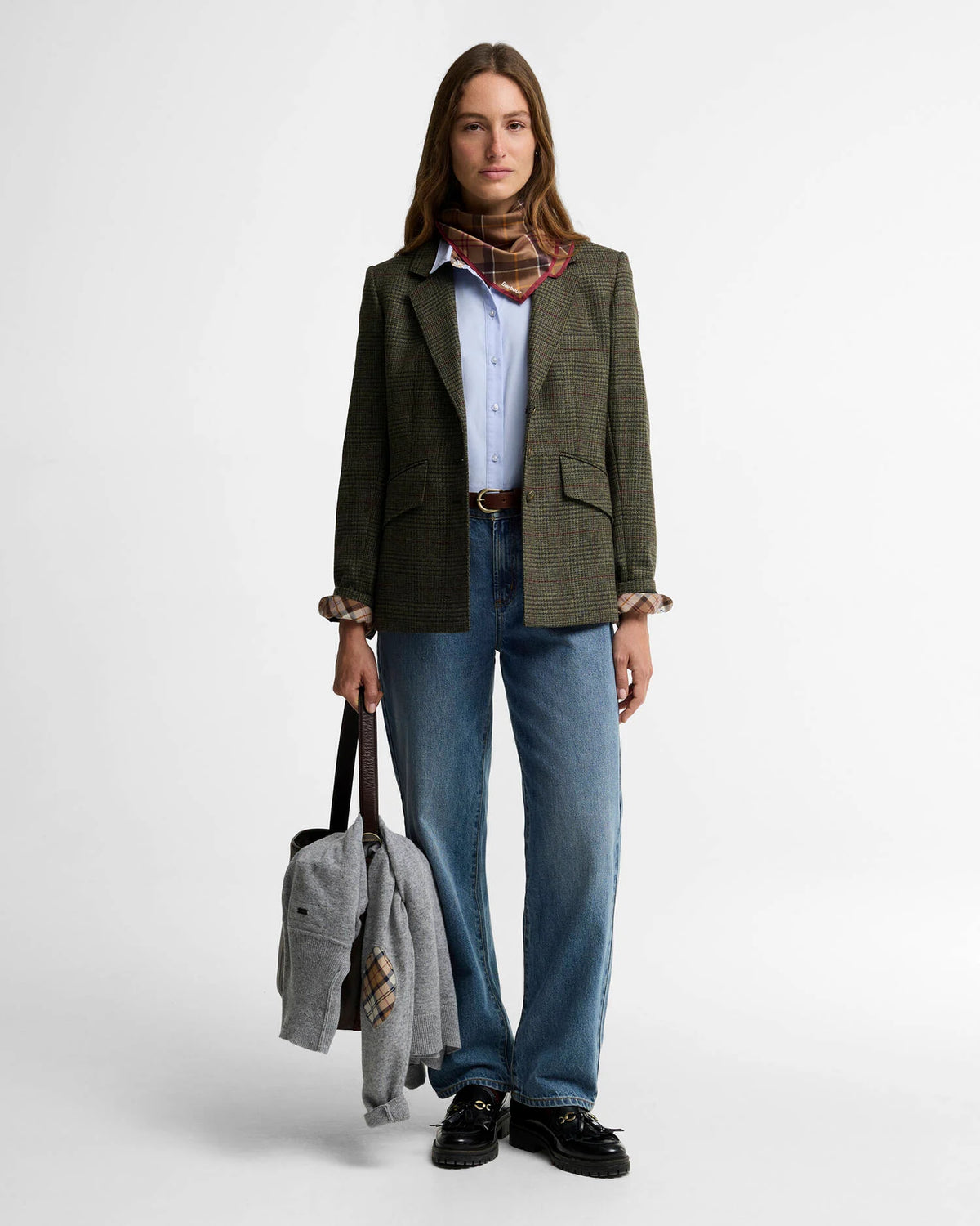 Barbour Browning Tailored Jacket, olive/prince of wales check