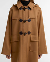 Barbour Melody Wool Duffle Coat, beige/birchwood dress