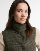 Barbour Joyce Wool Gilet Olive Price Of Wales Check