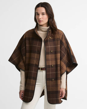 Barbour Judith Tartan Wool Cape Shadow Muted Tartan