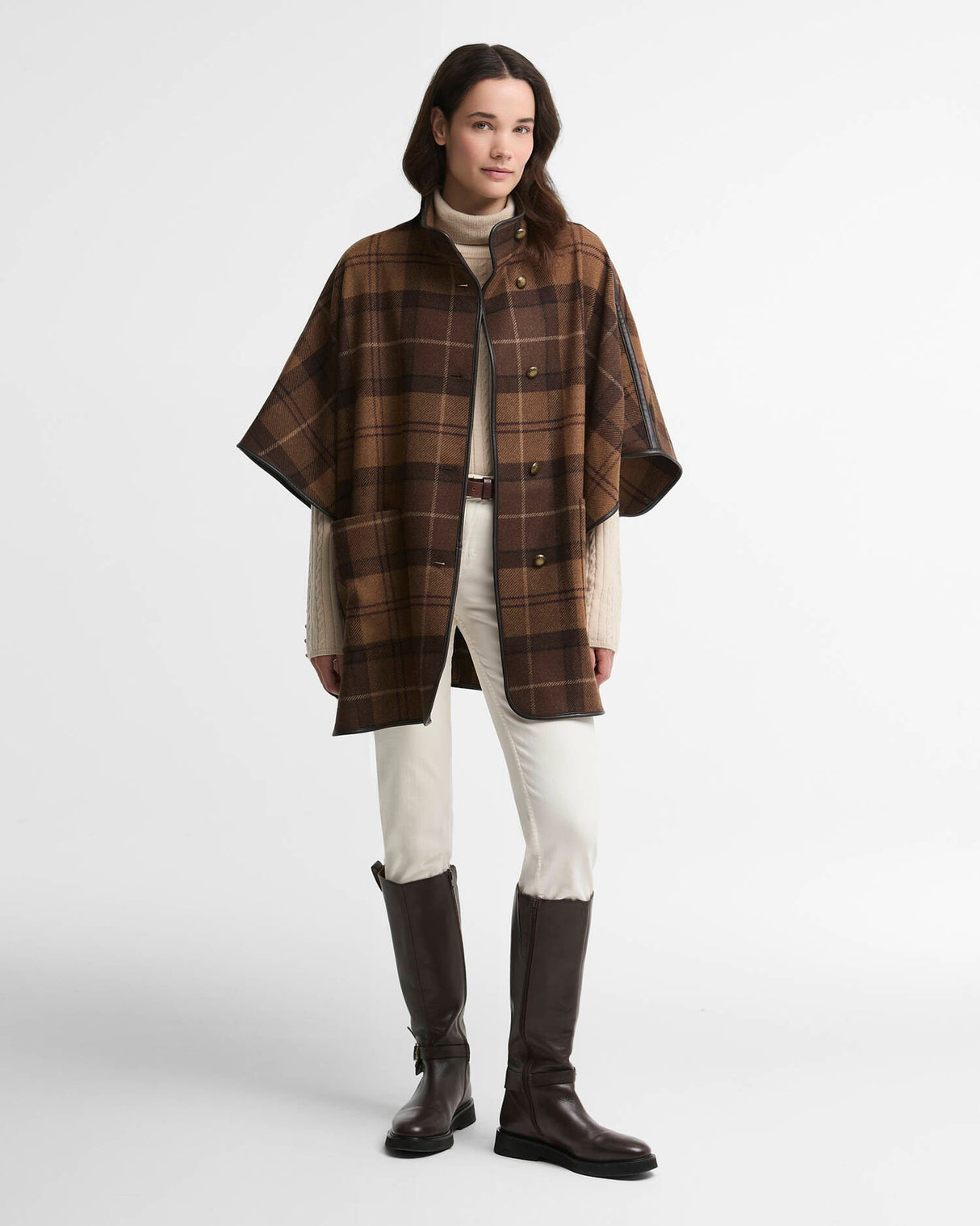 Barbour Judith Tartan Wool Cape Shadow Muted Tartan