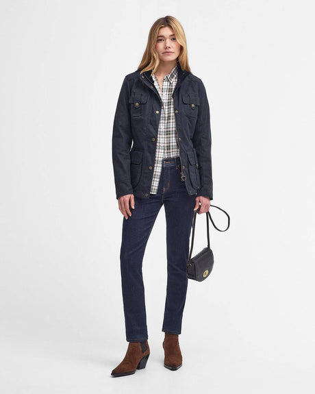Barbour Winter Defence Wax Jacket, navy/classic