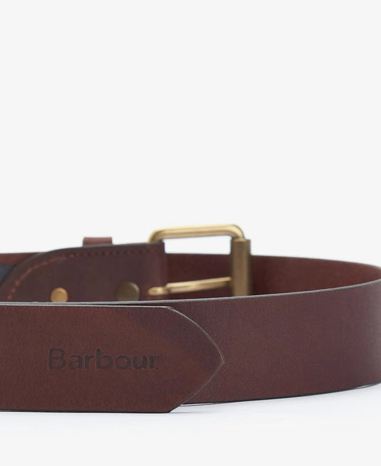 Barbour Contrast Leather Belt, olive/brown