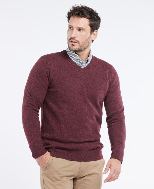 Barbour Essential Lambswool V-Neck, merlot