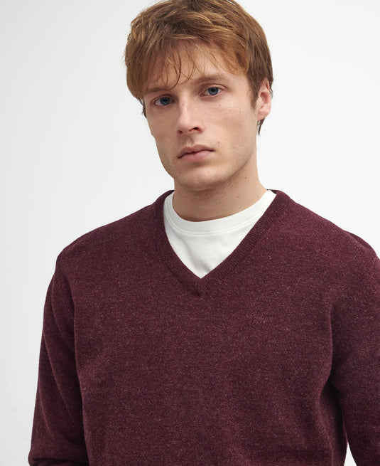 Barbour Essential Lambswool V-Neck, merlot