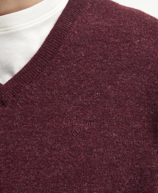 Barbour Essential Lambswool V-Neck, merlot