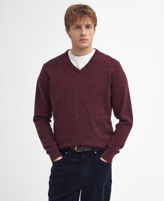 Barbour Essential Lambswool V-Neck, merlot