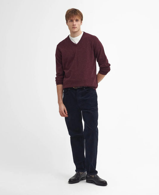 Barbour Essential Lambswool V-Neck, merlot