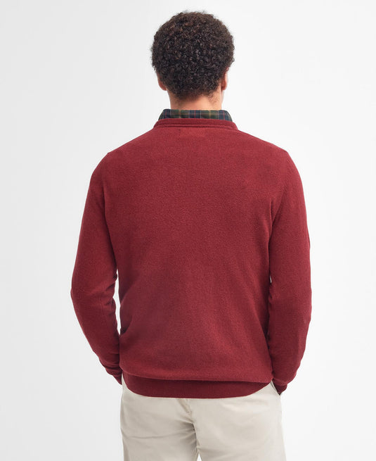 Barbour Essential Lambswool Crew Neck, ruby