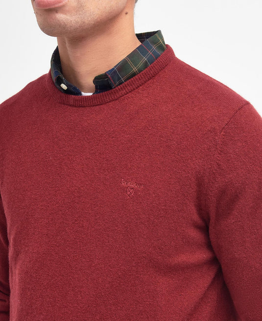 Barbour Essential Lambswool Crew Neck, ruby