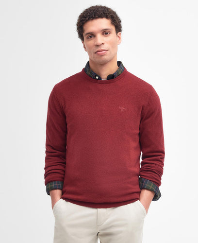 Barbour Essential Lambswool Crew Neck, ruby