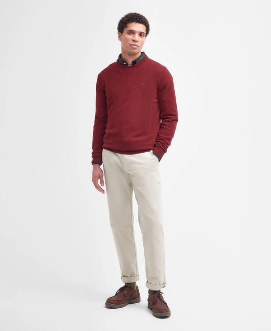 Barbour Essential Lambswool Crew Neck, ruby