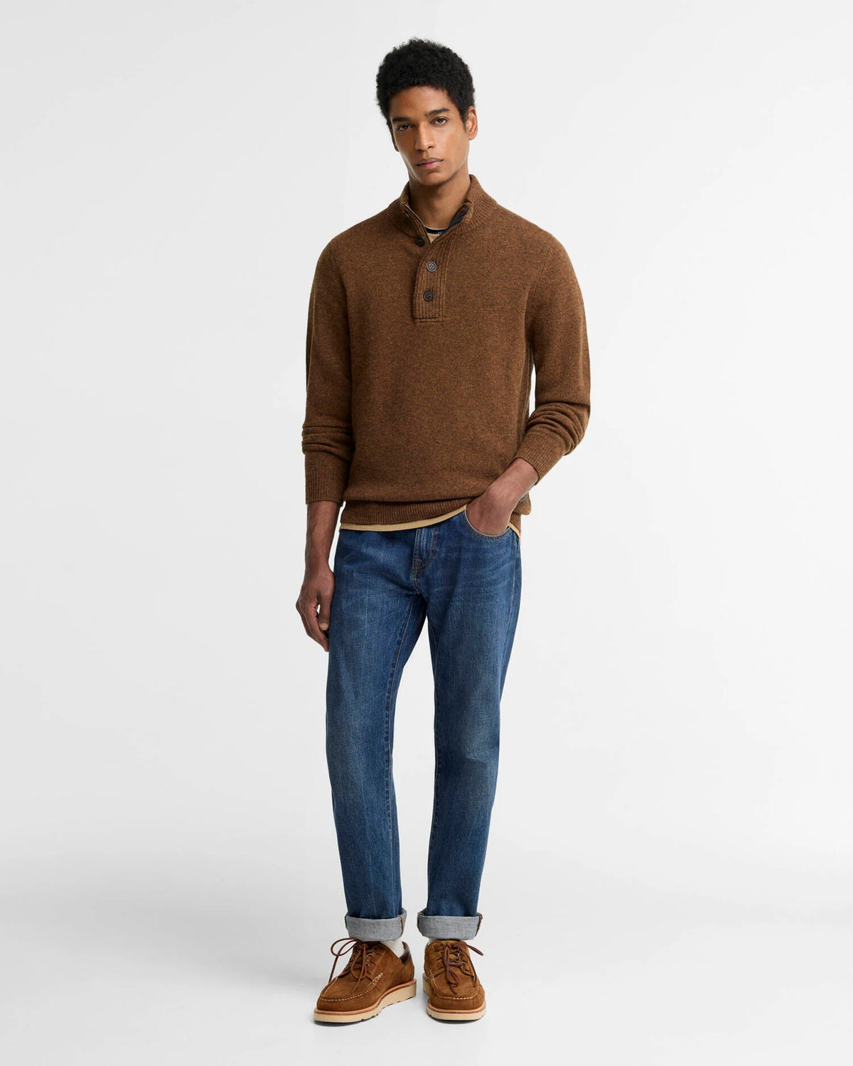 Barbour Essential Patch Half Zip, bracken