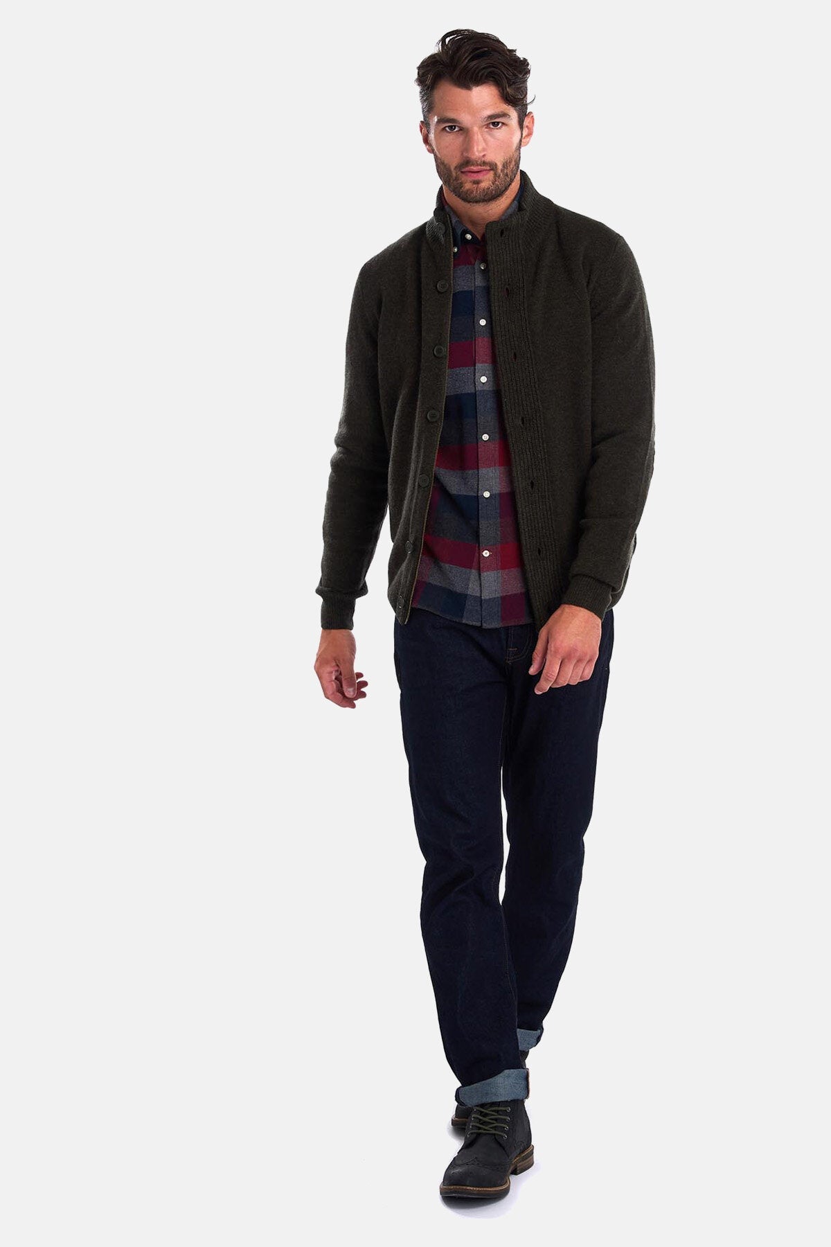 Barbour Essential Patch Zip Through Jumper, seaweed