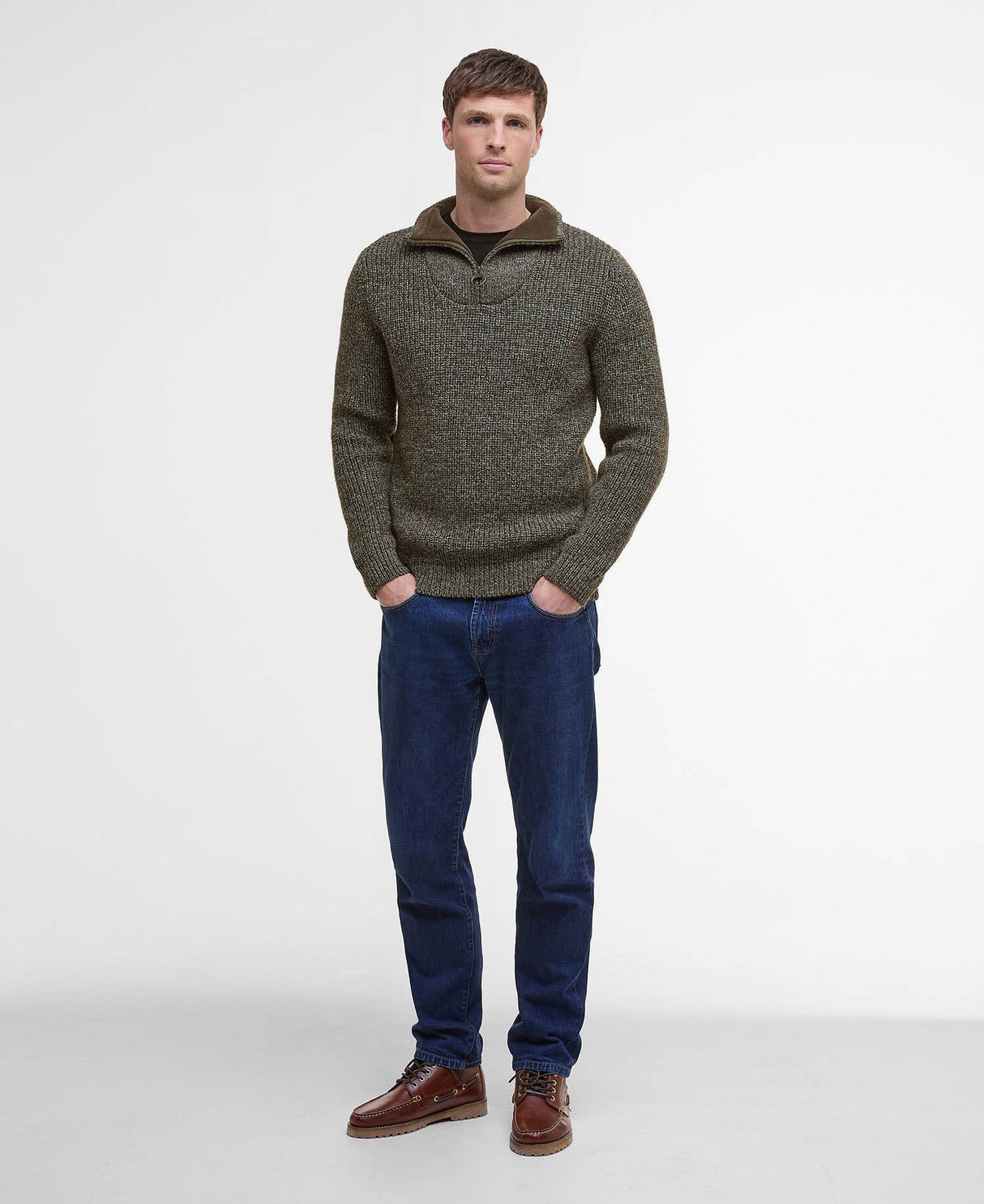 Barbour New Tyne Quarter-Zip Jumper Derby Tweed