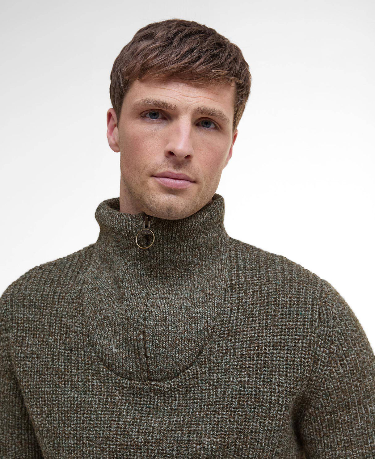 Barbour New Tyne Quarter-Zip Jumper Derby Tweed