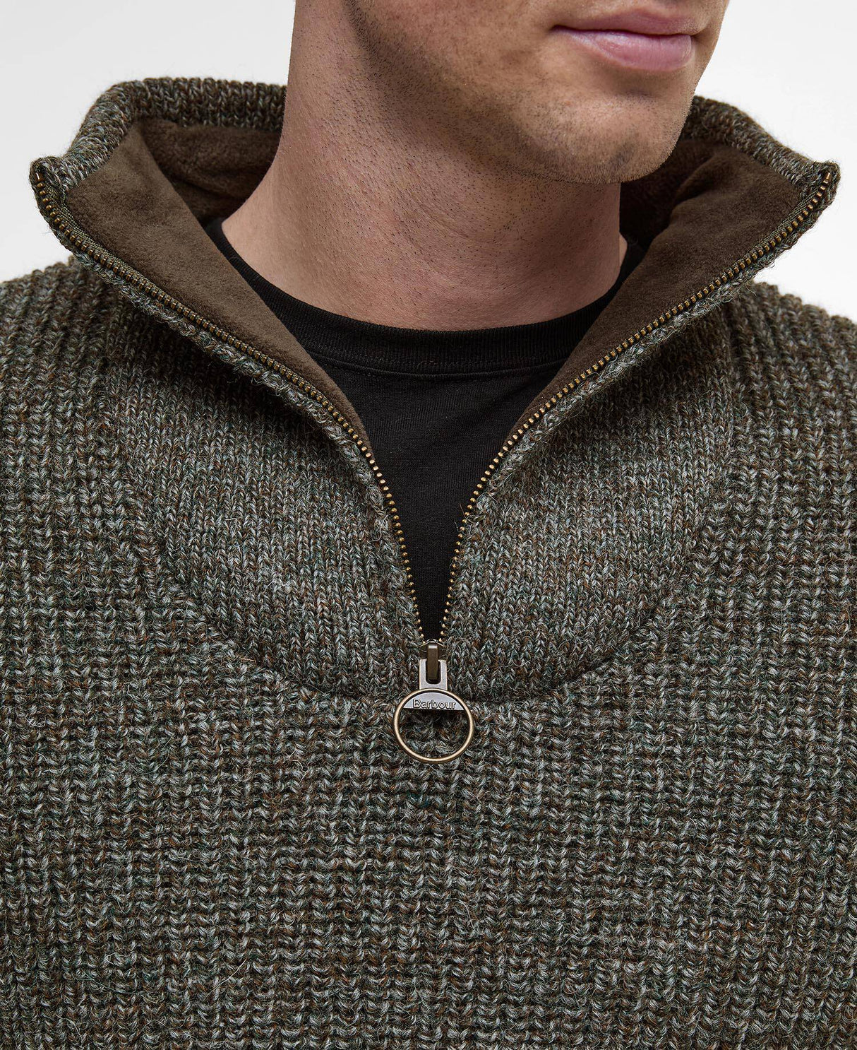 Barbour New Tyne Quarter-Zip Jumper Derby Tweed