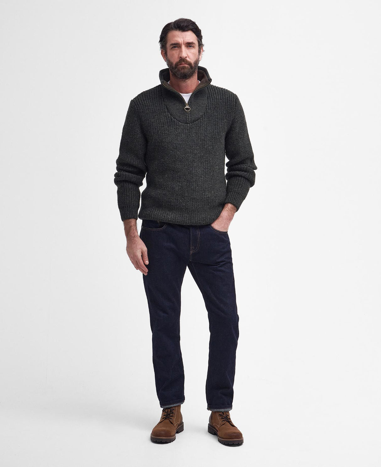 Barbour New Tyne Half Zip, olive
