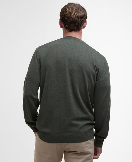 Barbour Bayfield Knitted Crew Jumper, mid olive