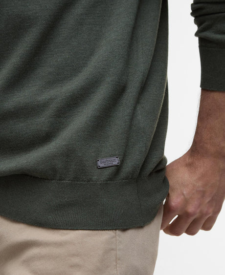 Barbour Bayfield Knitted Crew Jumper, mid olive