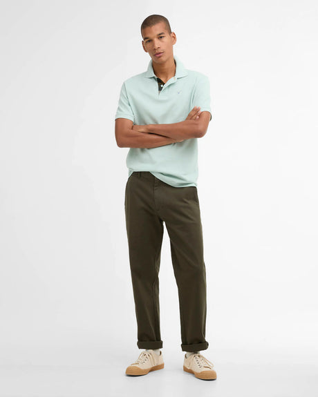 Barbour Tartan Pique Polo Shirt, mint blue