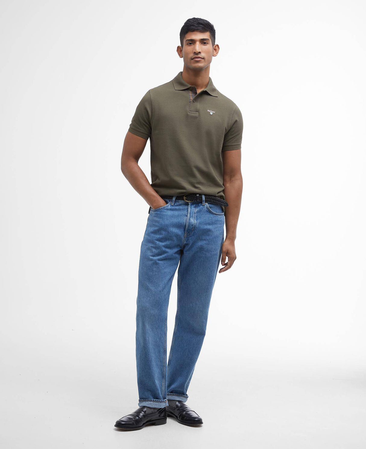 Tartan Pique Polo Shirt - Dark Olive