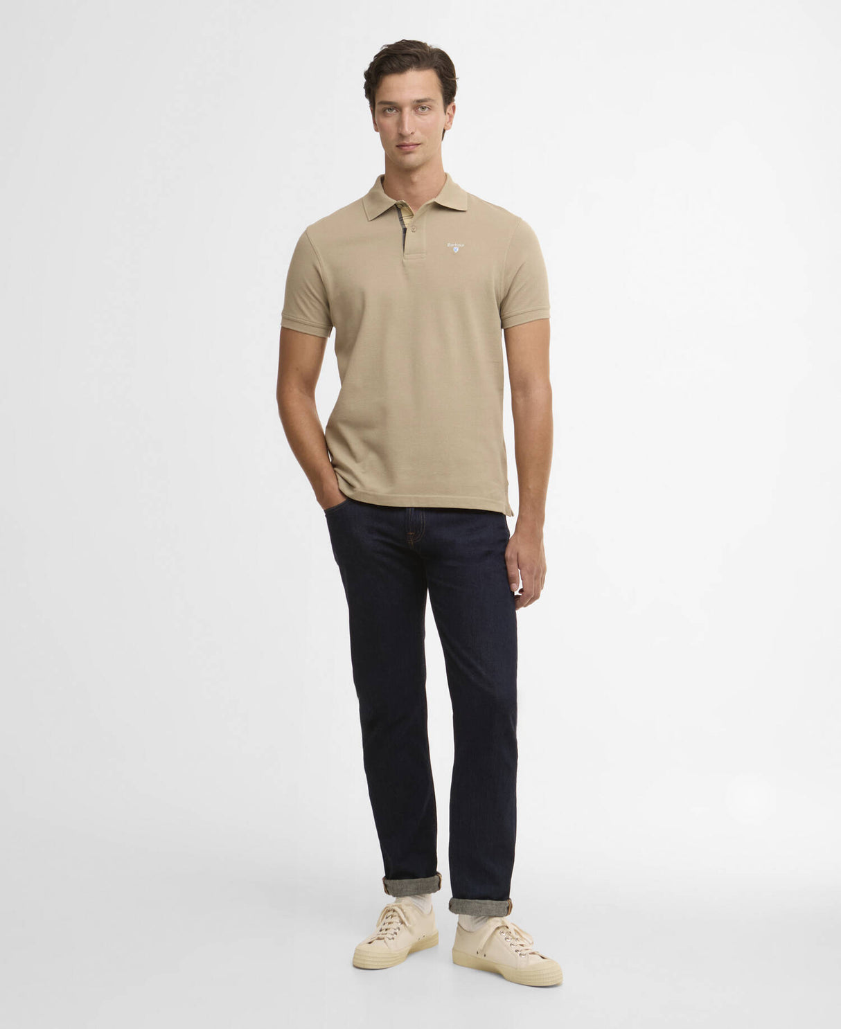 Tartan Pique Polo Shirt - Washed Stone/Dress