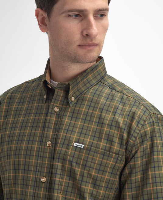 Barbour Sporting Tattersall Regular Shirt, mid olive